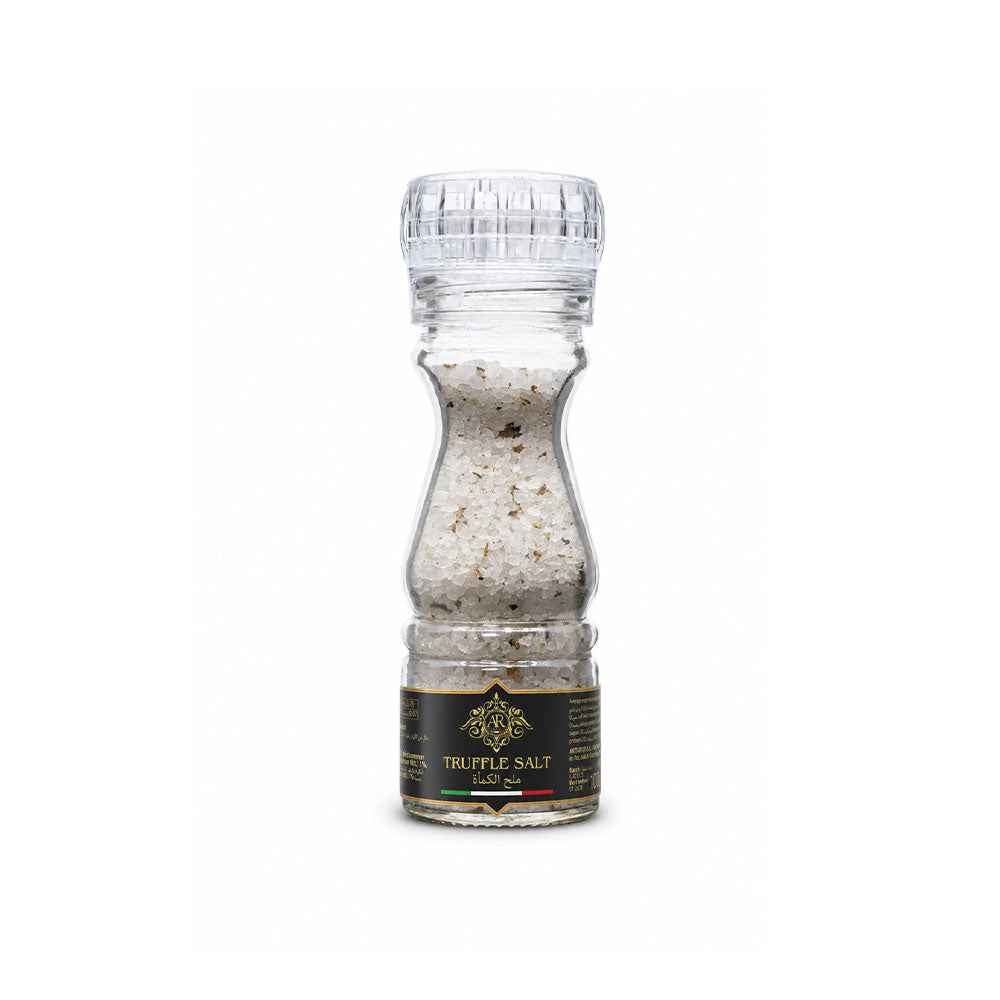 Truffle Salt 100g features aromatic truffle seasoning blended with salt in a clear grinder, offering an easy way to elevate everyday and gourmet cooking. Order truffle salt online Dubai, gourmet truffles Dubai, and truffle delivery Dubai from The Cheese Man. Enjoy convenient delivery across Dubai.