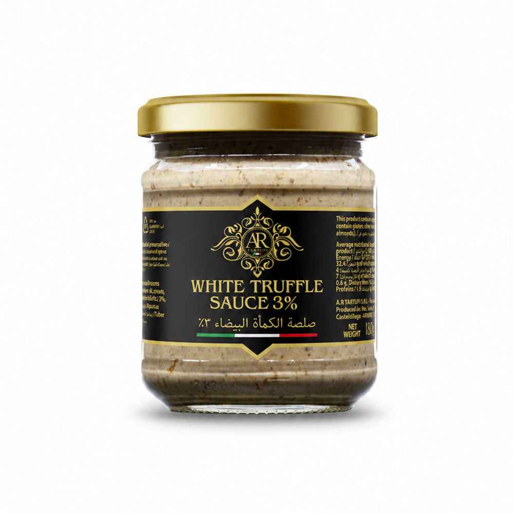 White Truffle Sauce 3% 180g offers a smooth, earthy truffle flavour in a convenient jar, perfect for adding a refined finish to pasta dishes, appetisers, and gourmet meals. Order truffle sauce online Dubai, premium truffle products Dubai, and truffle delivery Dubai from The Cheese Man. Freshly delivered across the UAE.